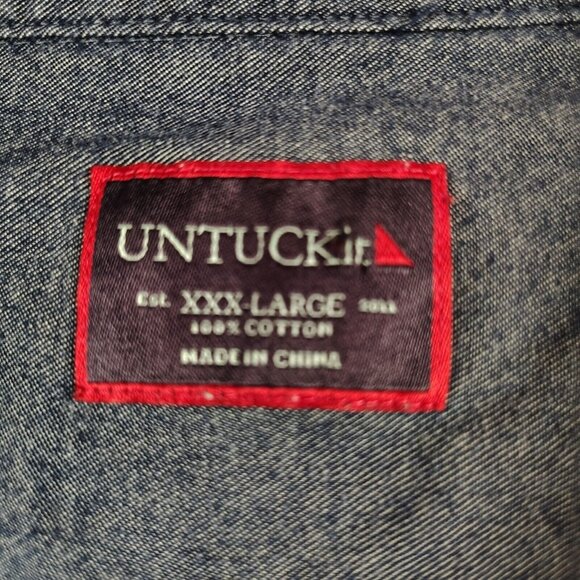 UNTUCKit Cotton Shirt Blue Weave Pattern Mens 3XL - Picture 3 of 7